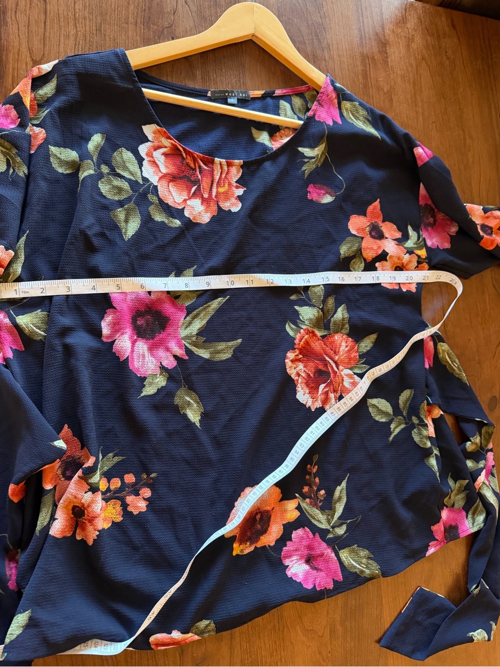 Floral Blouse Size Large Floral Blossoms West Kei Julianne Tie Front - Picture 7 of 10